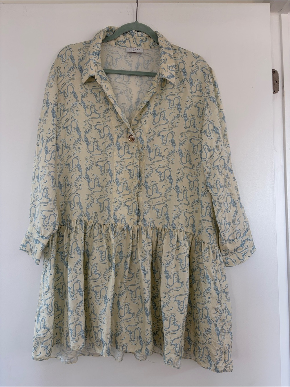 Sandro Paris 100% Silk Nautical Print Dress – Size 40